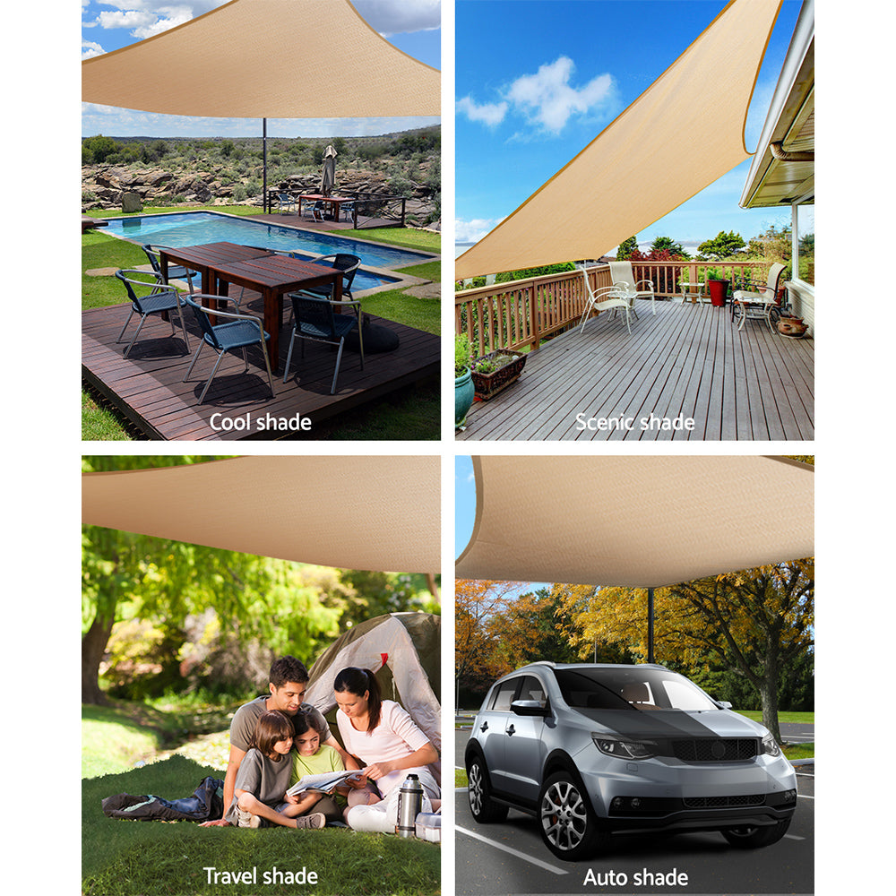 Instahut Waterproof Shade Sail 2x4m Rectangle Sand 95% Shade Cloth