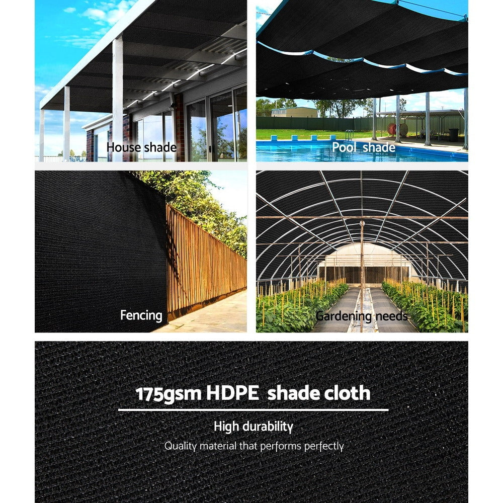 Instahut 70% Shade Cloth 3.66x30m Shadecloth Sail Heavy Duty Black