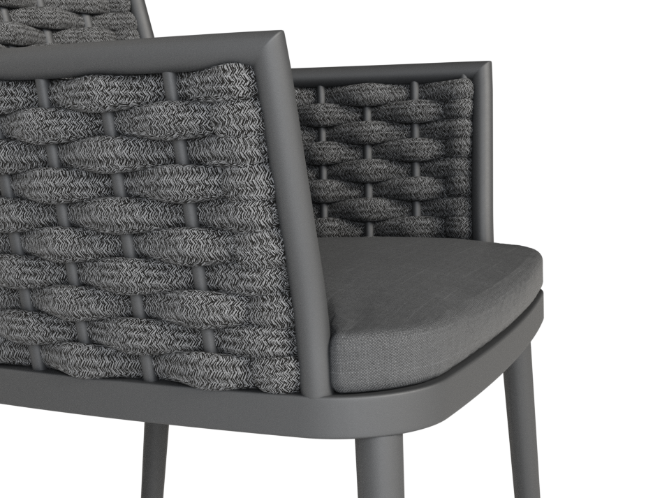 Lotus Outdoor Dining Chair Charcoal with Dark Grey Cushion