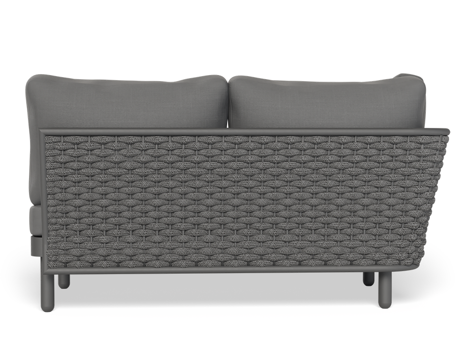 Lotus Outdoor Left Arm 2 Seater Sofa Charcoal with Dark Grey Cushion