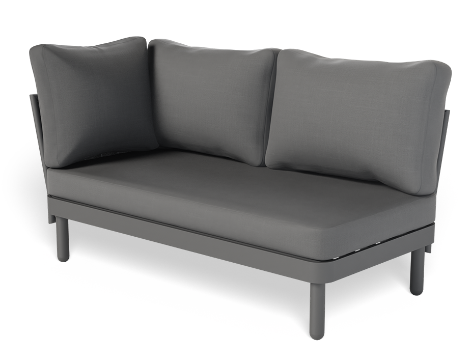 Lotus Outdoor Left Arm 2 Seater Sofa Charcoal with Dark Grey Cushion