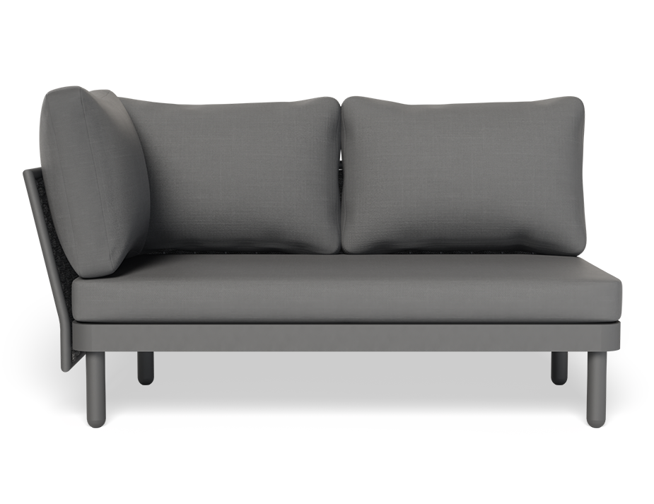 Lotus Outdoor Left Arm 2 Seater Sofa Charcoal with Dark Grey Cushion