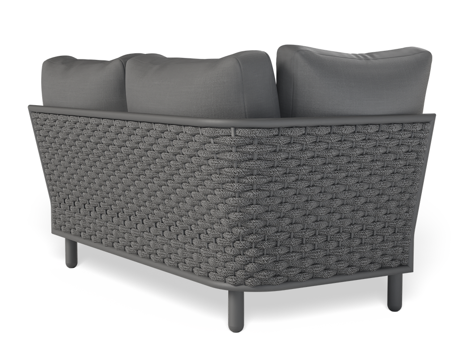 Lotus Outdoor Left Arm 2 Seater Sofa Charcoal with Dark Grey Cushion