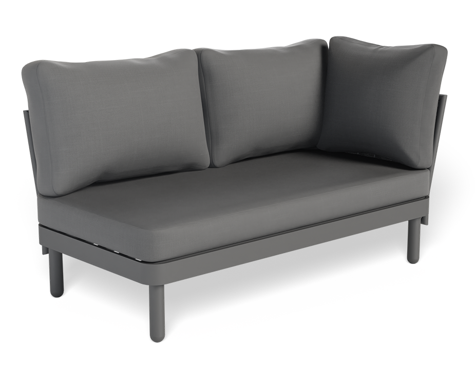 Lotus Outdoor Right Arm 2 Seater Sofa Charcoal with Dark Grey Cushion