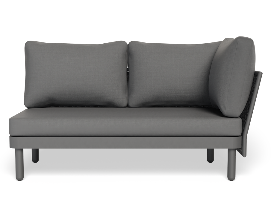 Lotus Outdoor Right Arm 2 Seater Sofa Charcoal with Dark Grey Cushion