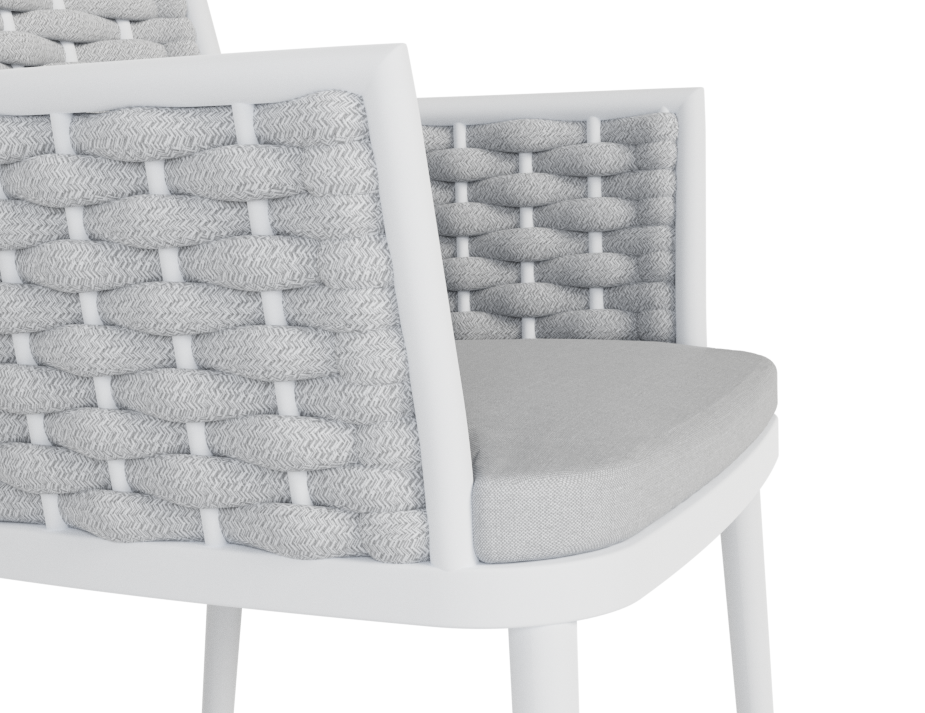 Lotus Outdoor Dining Chair White with Light Grey Cushion