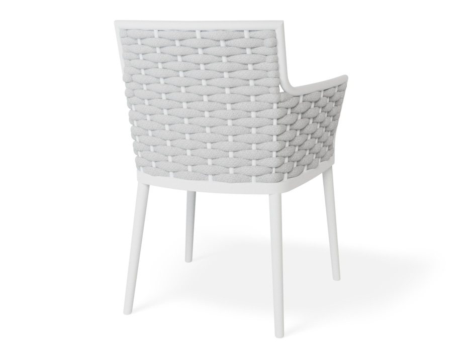 Lotus Outdoor Dining Chair White with Light Grey Cushion