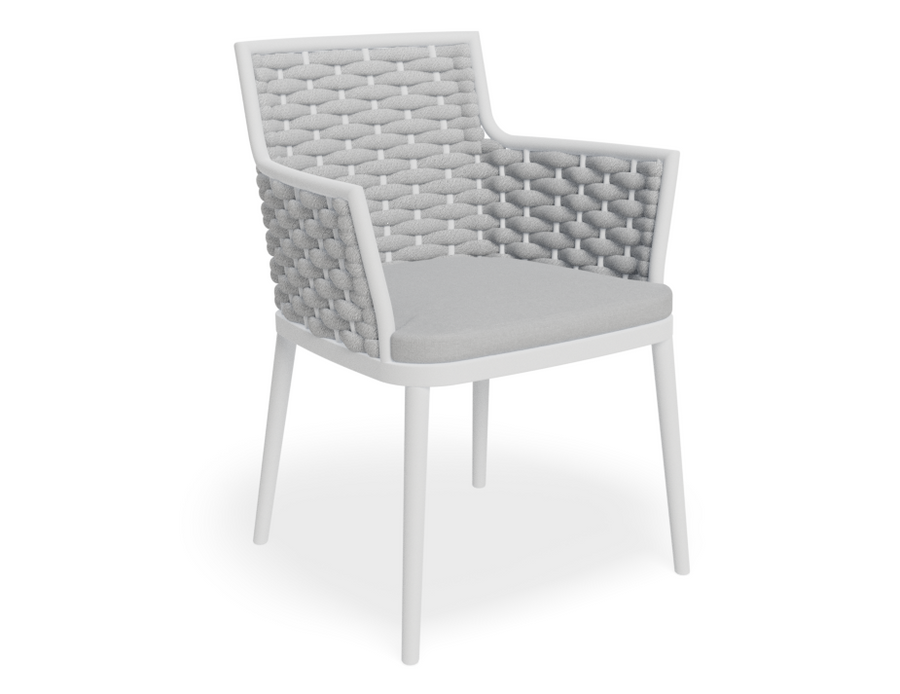 Lotus Outdoor Dining Chair White with Light Grey Cushion