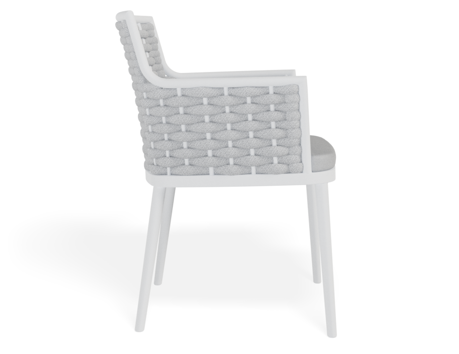 Lotus Outdoor Dining Chair White with Light Grey Cushion