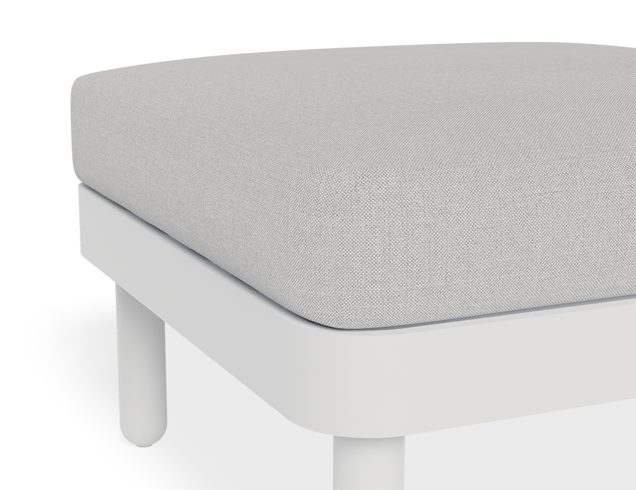 Lotus Pouf Outdoor White with Light Grey Cushion