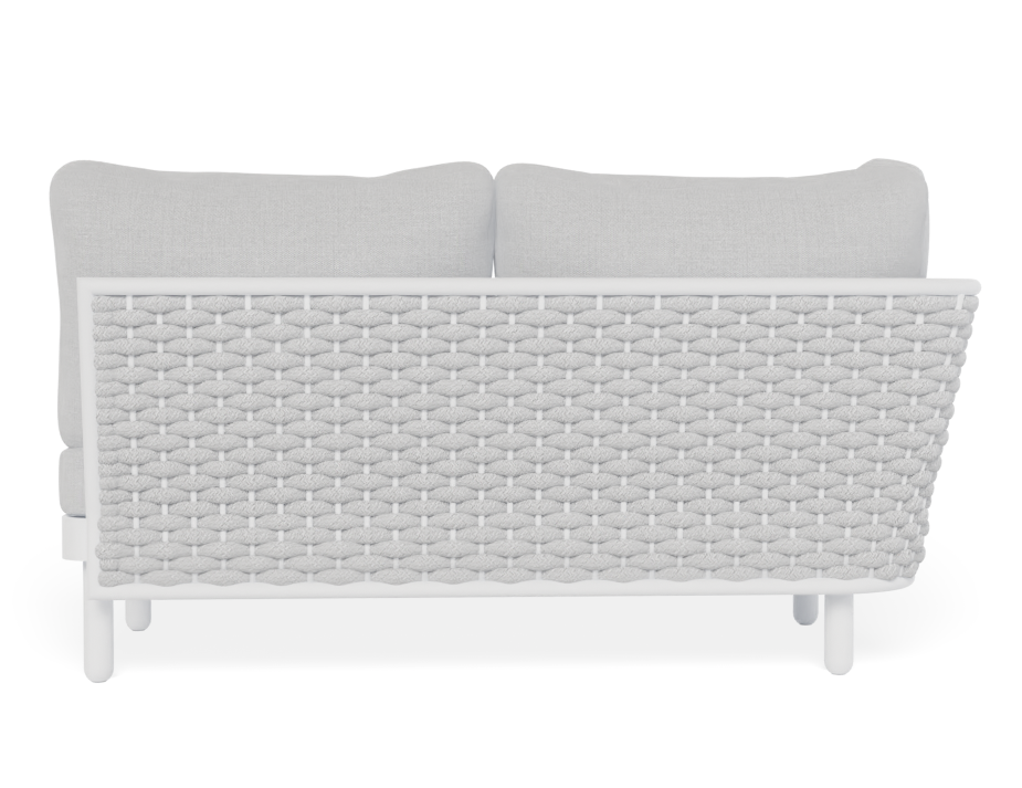 Lotus Outdoor Left Arm 2 Seater Sofa White with Light Grey Cushion