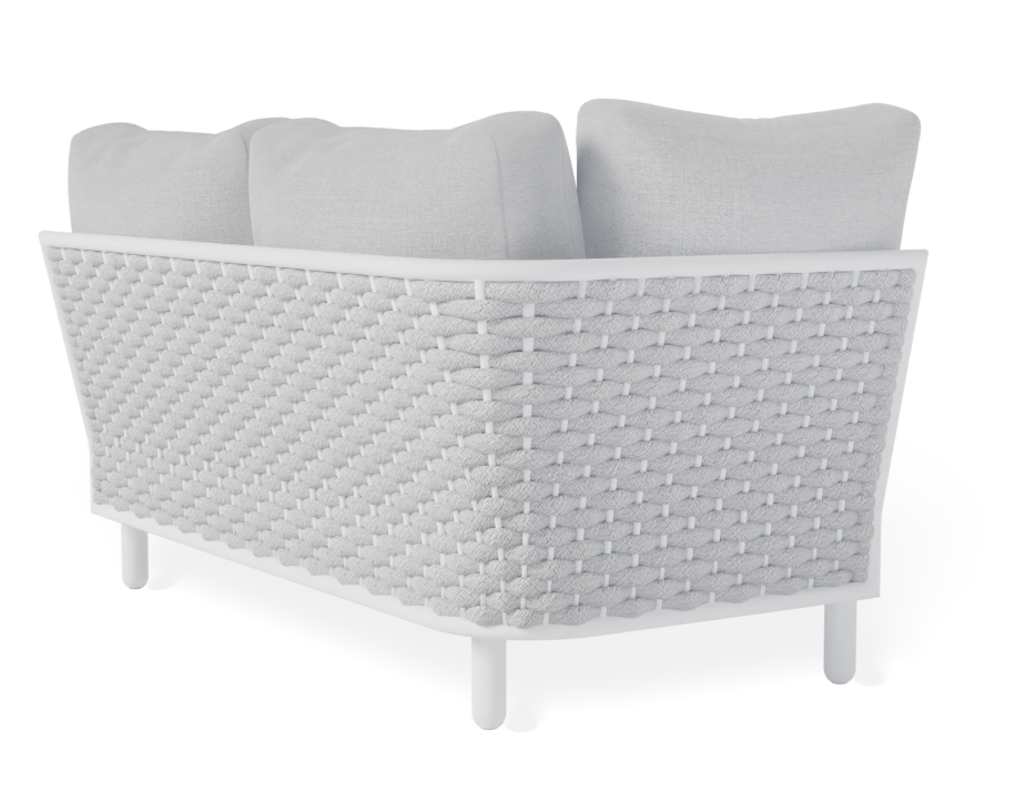 Lotus Outdoor Left Arm 2 Seater Sofa White with Light Grey Cushion