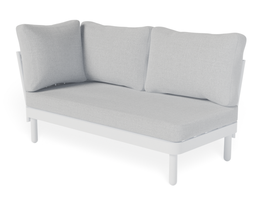 Lotus Outdoor Left Arm 2 Seater Sofa White with Light Grey Cushion