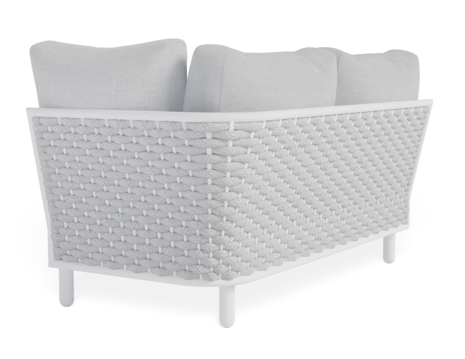 Lotus Outdoor Right Arm 2 Seater Sofa White with Light Grey Cushion