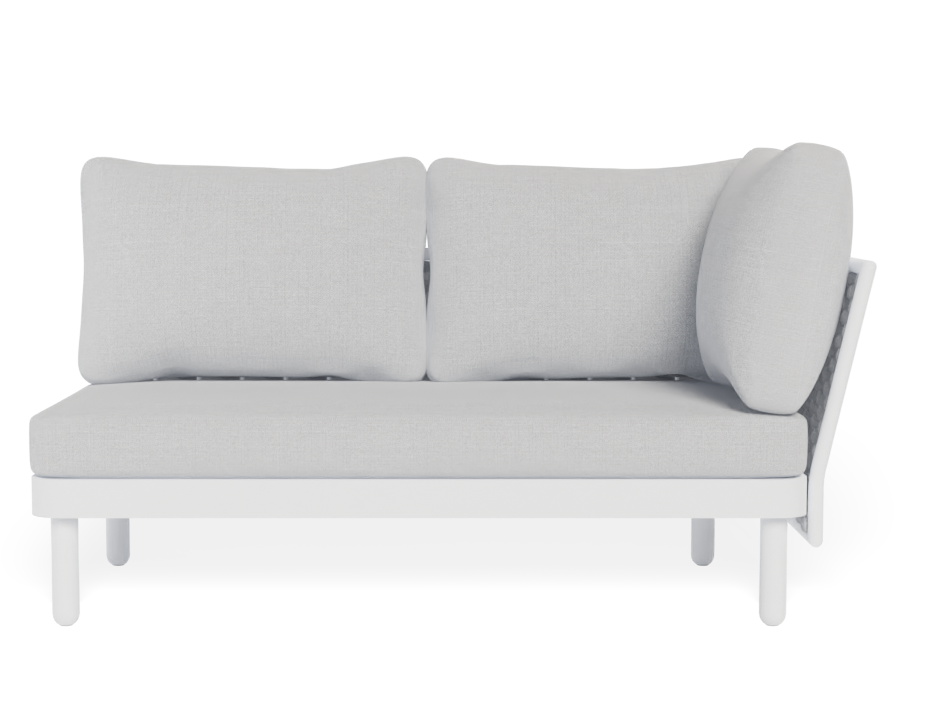 Lotus Outdoor Right Arm 2 Seater Sofa White with Light Grey Cushion