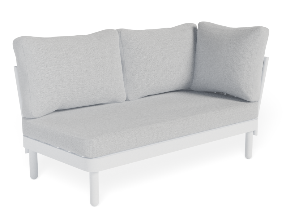 Lotus Outdoor Right Arm 2 Seater Sofa White with Light Grey Cushion