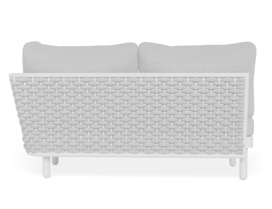 Lotus Outdoor Right Arm 2 Seater Sofa White with Light Grey Cushion