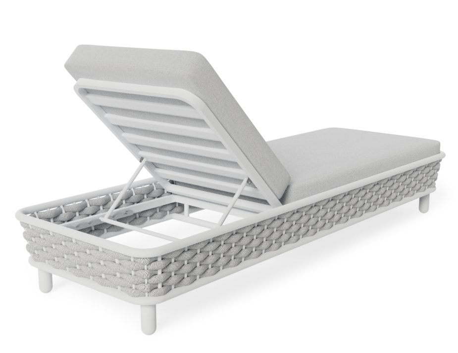 Lotus Sunlounge Outdoor White with Light Grey Cushion