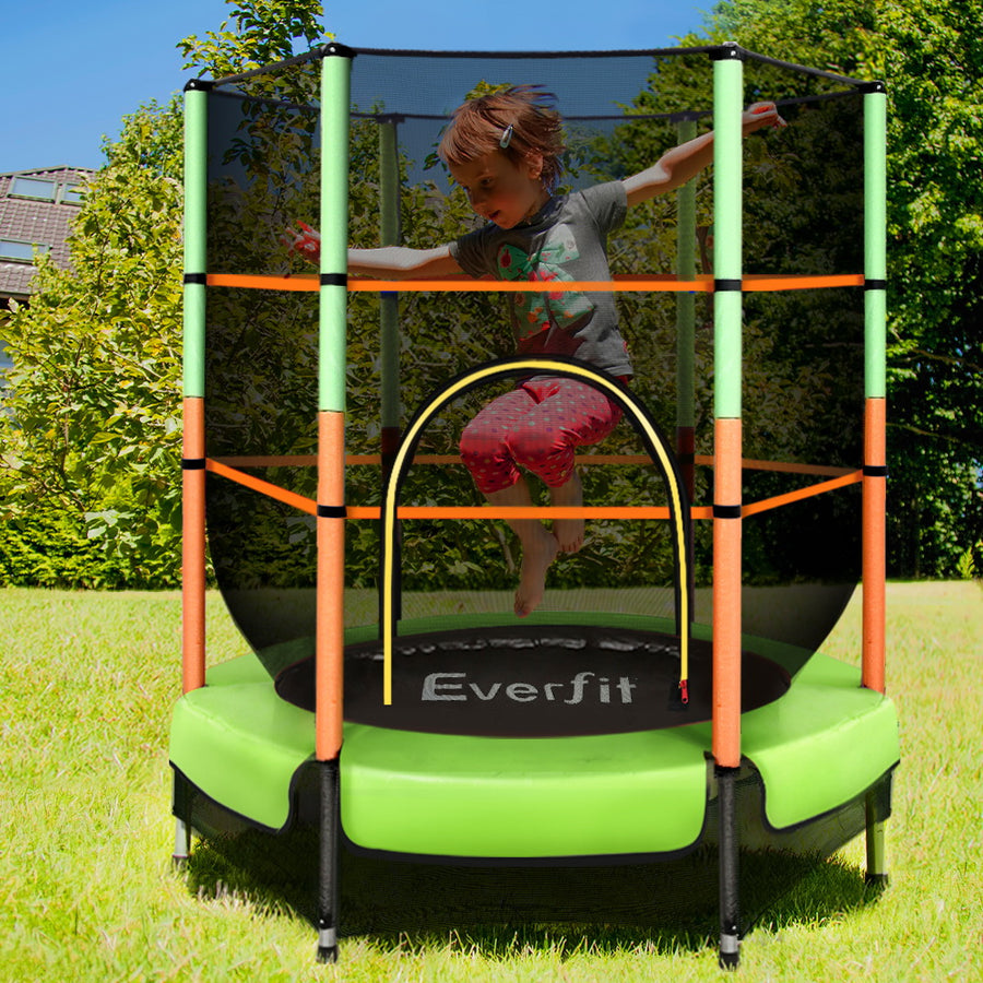 Everfit 4.5FT Trampoline for Kids w/ Enclosure Safety Net Rebounder Gift Green