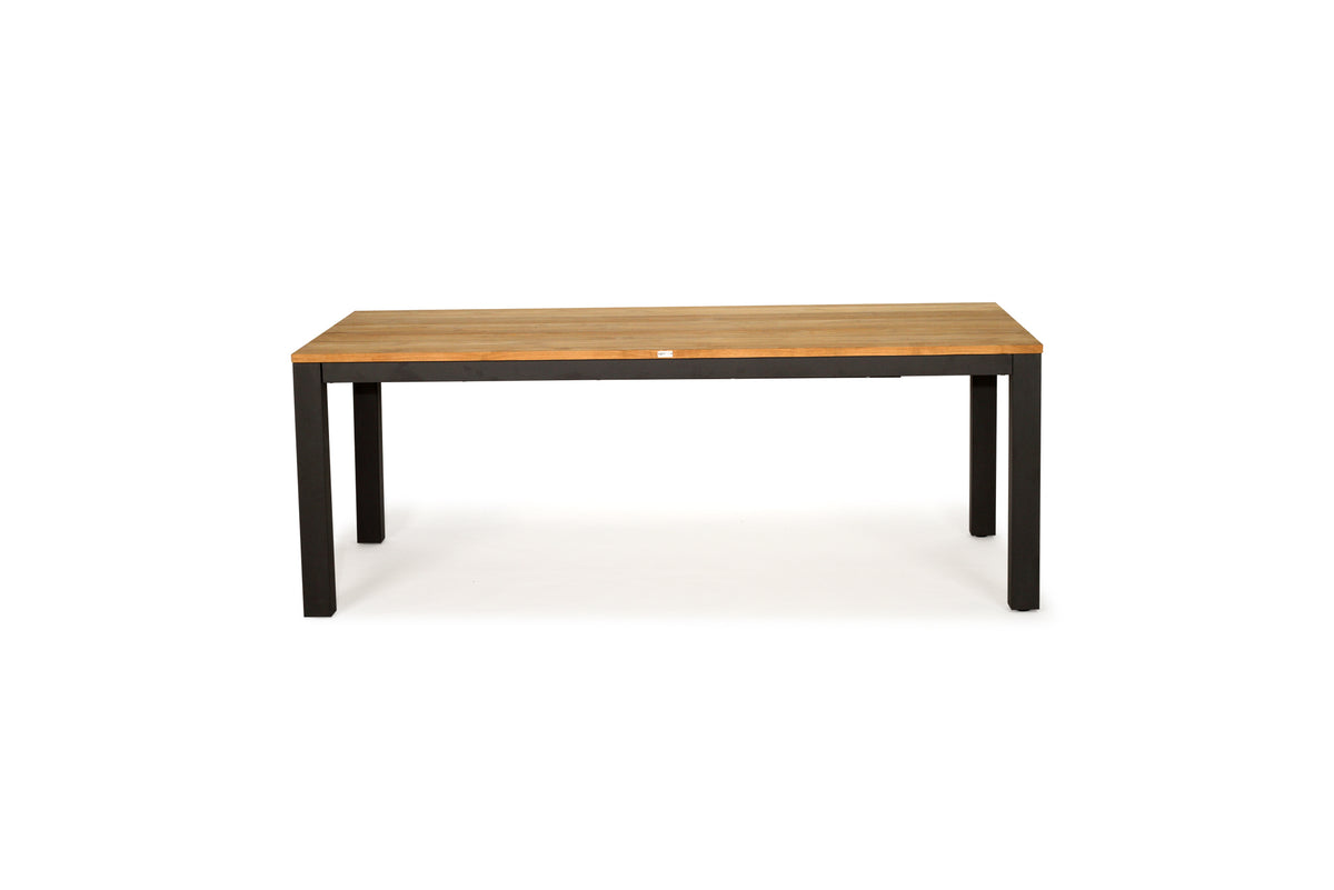 Teak Wooden Outdoor Extension Table 2.3m Black Frame Leg