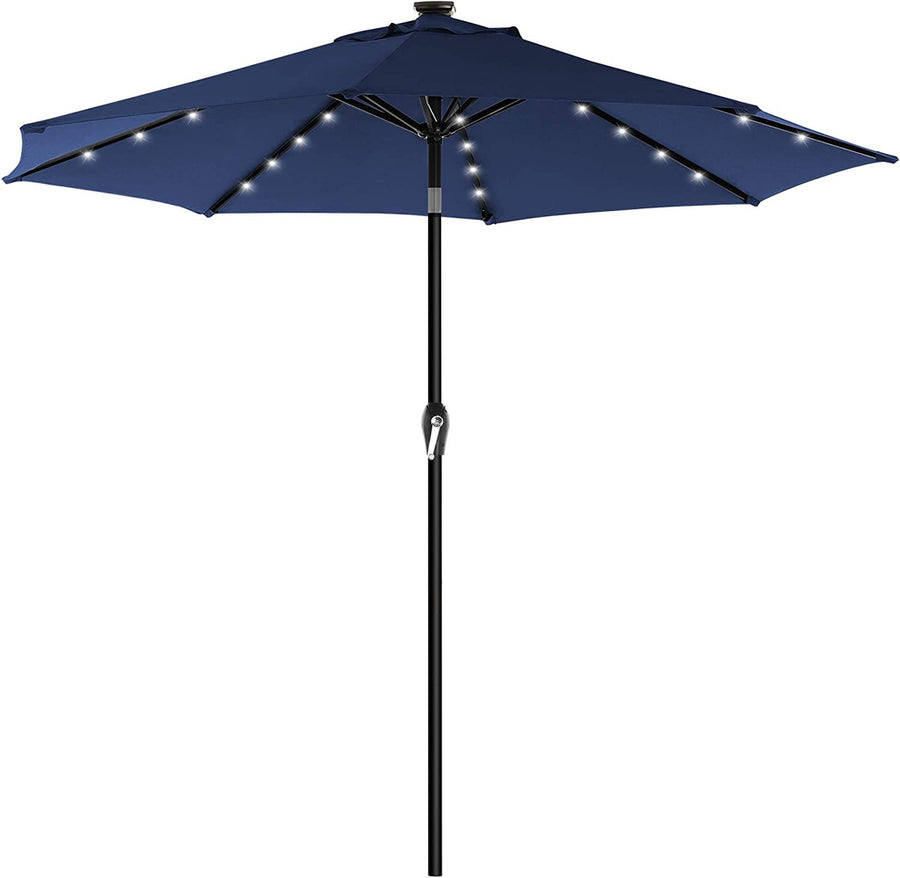 SONGMICS 2.7m Solar Lighted Outdoor Patio Umbrella Navy Blue