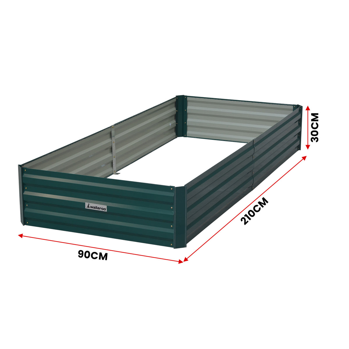 Wallaroo Garden Bed 210 x 90 x 30cm Galvanized Steel - Green