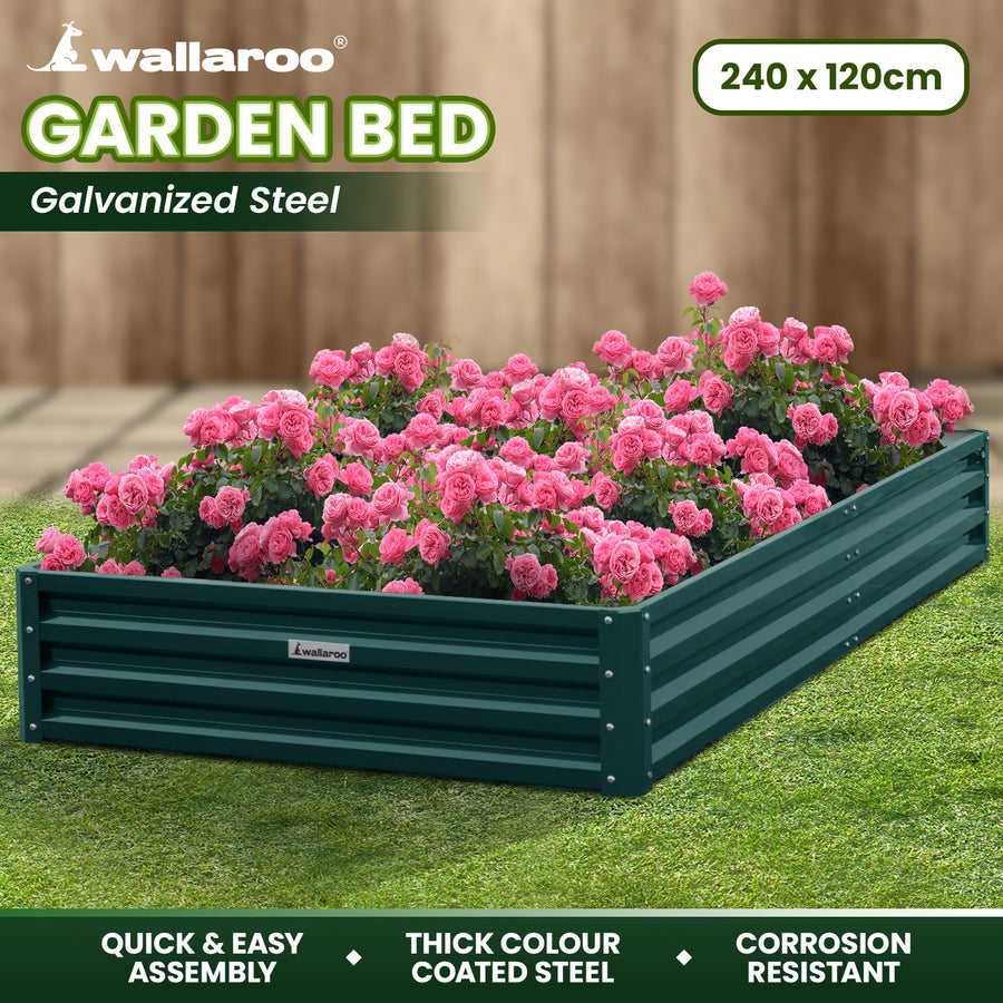 Wallaroo Garden Bed 240 x 120 x 30cm Galvanized Steel - Green