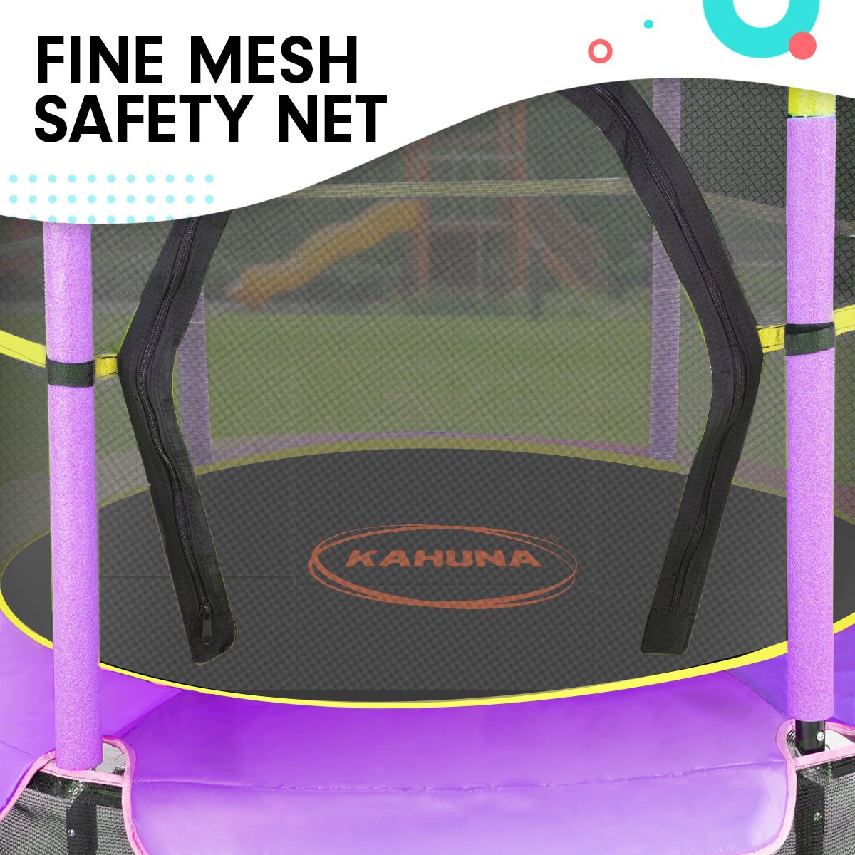 Kahuna 4.5ft Trampoline Round Free Safety Net Spring Pad Cover Mat Outdoor Yellow Purple