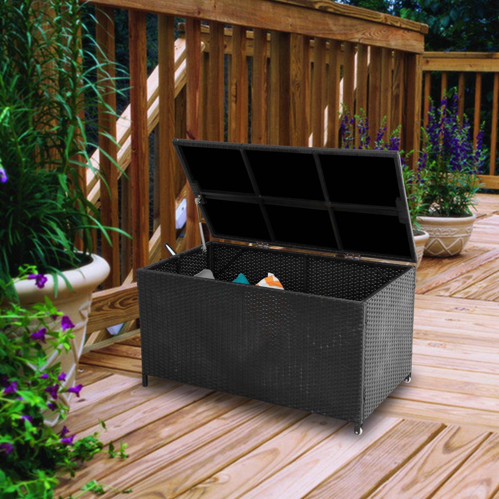 Outdoor PE Wicker Storage Box Garden 320L-Black