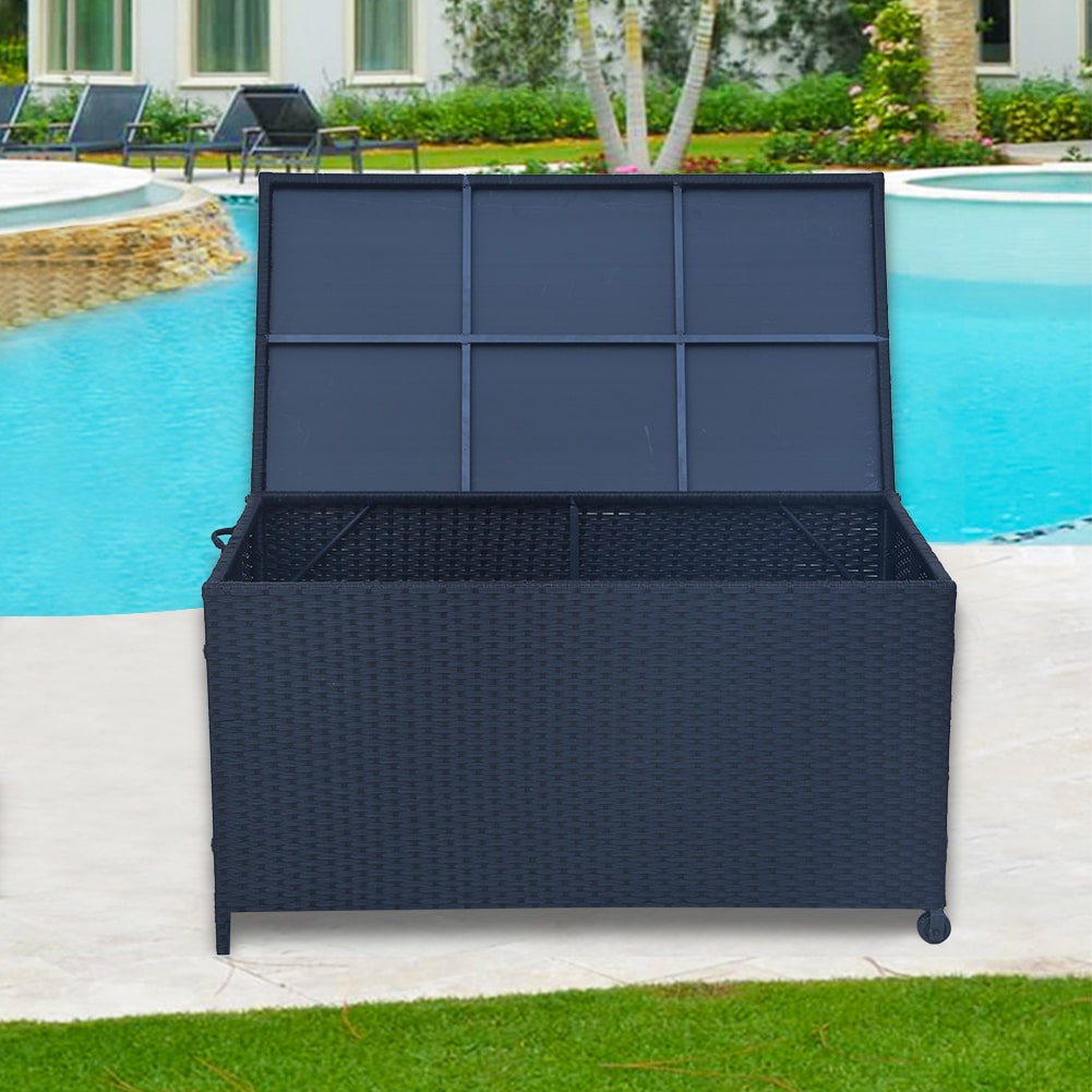 Outdoor PE Wicker Storage Box Garden 320L-Black