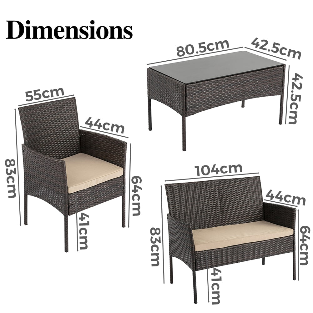 Breeze Wicker Outdoor Lounge Set 4-Seater