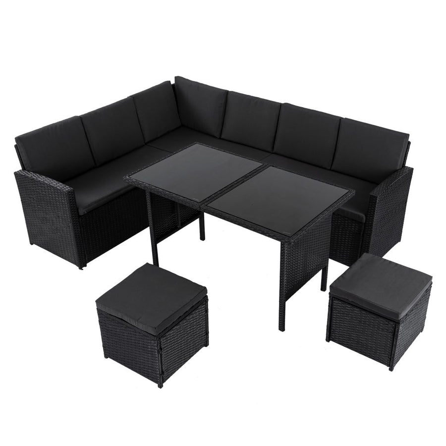 Ella Modular Outdoor Lounge Dining Set 8-Seater Black