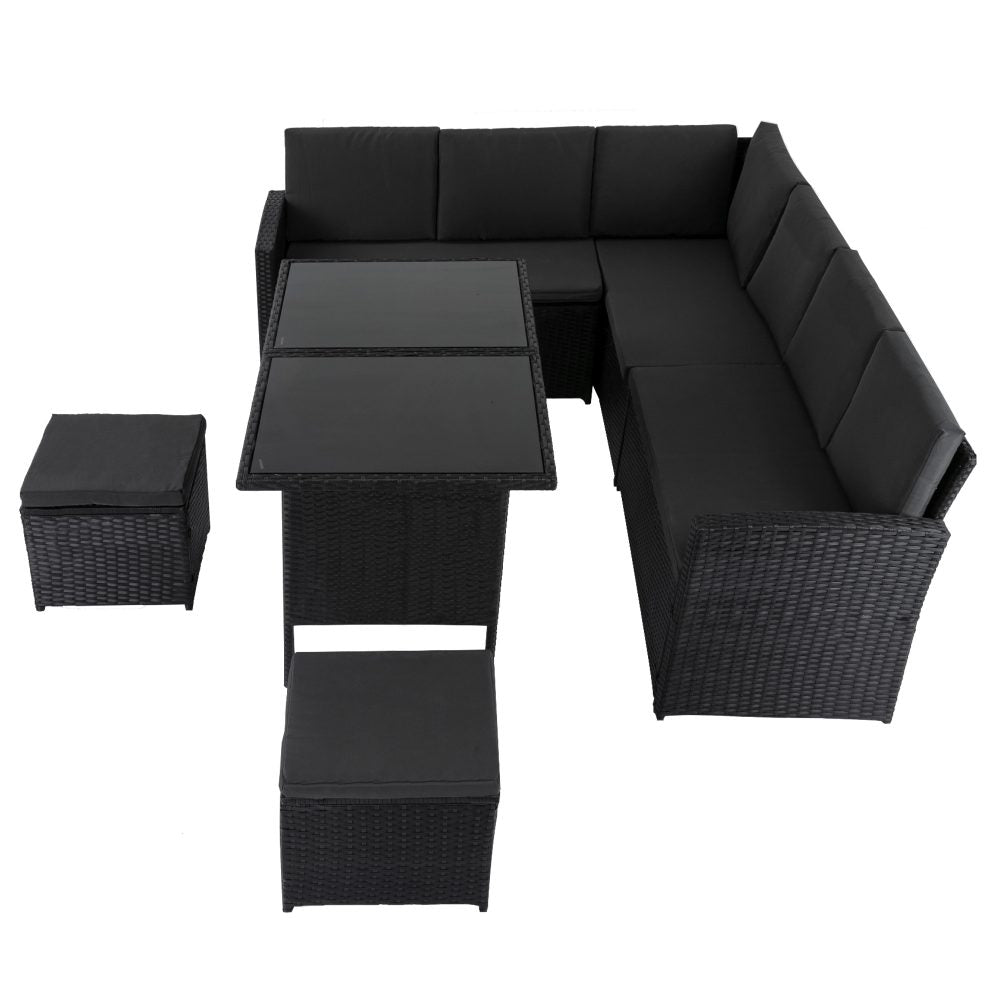 Ella Modular Outdoor Lounge Dining Set 8-Seater Black