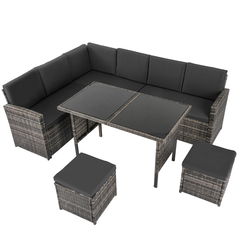 Ella Modular Outdoor Lounge Dining Set 8-Seater Dark Grey