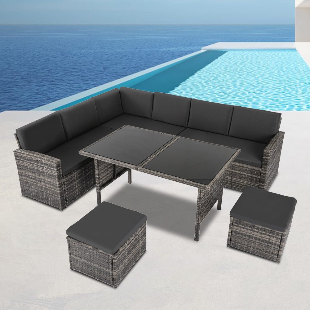 Ella Modular Outdoor Lounge Dining Set 8-Seater Dark Grey