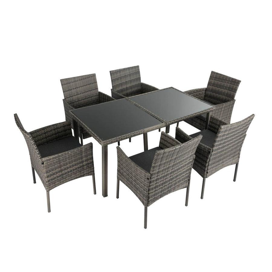 Rural Style Outdoor Wicker Dining Set 6 Seater Grey