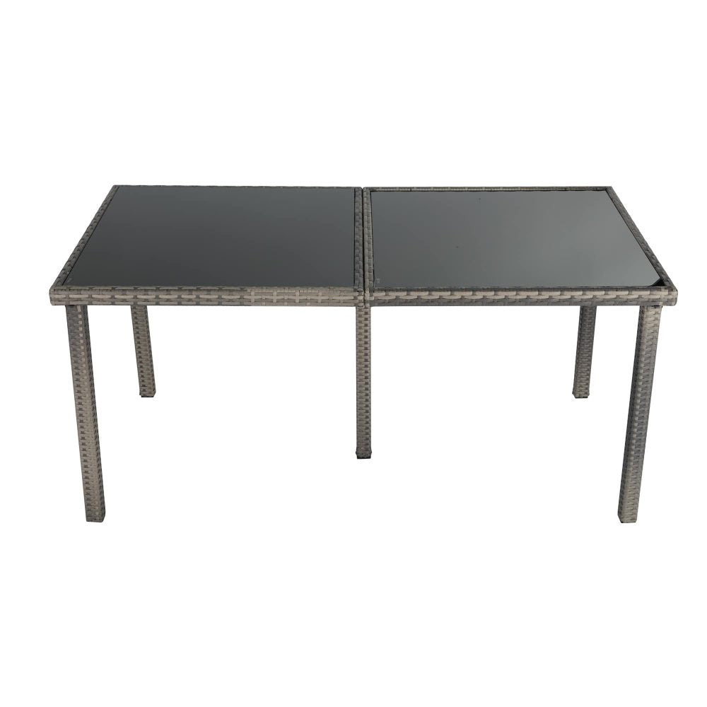 Rural Style Outdoor Wicker Dining Set 6 Seater Grey