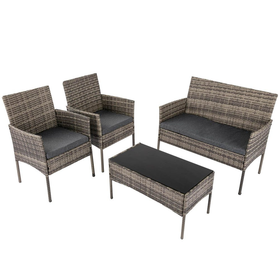 Rural Style Outdoor Wicker Lounge Set 4 Seater Mixed Grey