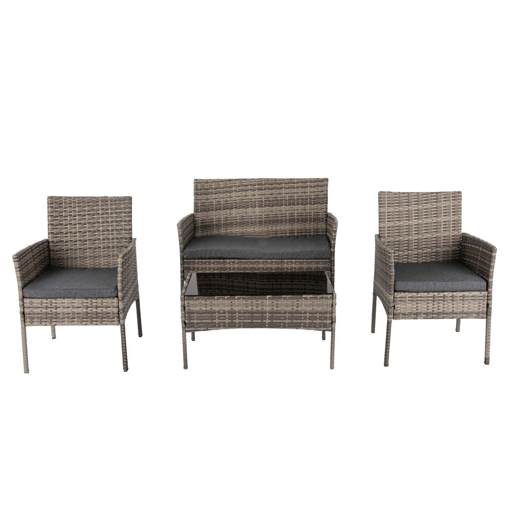 Rural Style Outdoor Wicker Lounge Set 4 Seater Mixed Grey