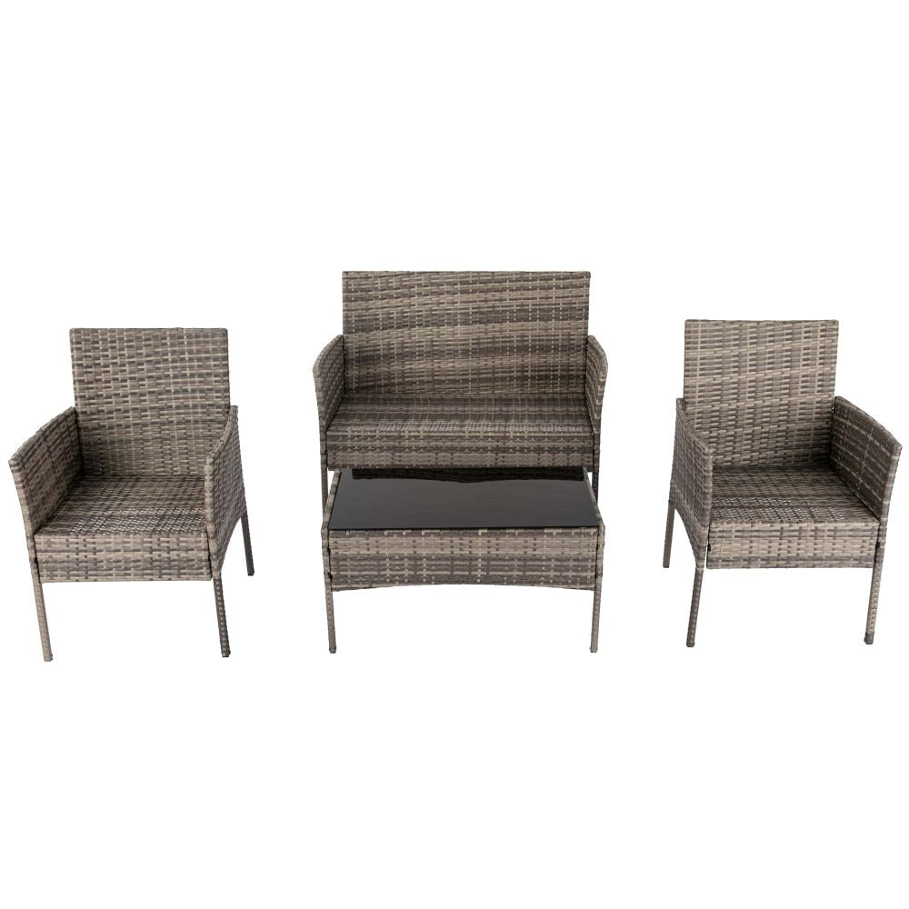 Rural Style Outdoor Wicker Lounge Set 4 Seater Mixed Grey