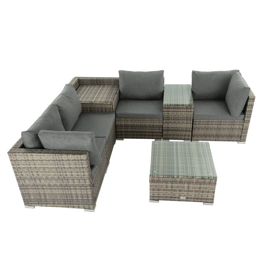 Outdoor Wicker Lounge with Storage 7PC Grey