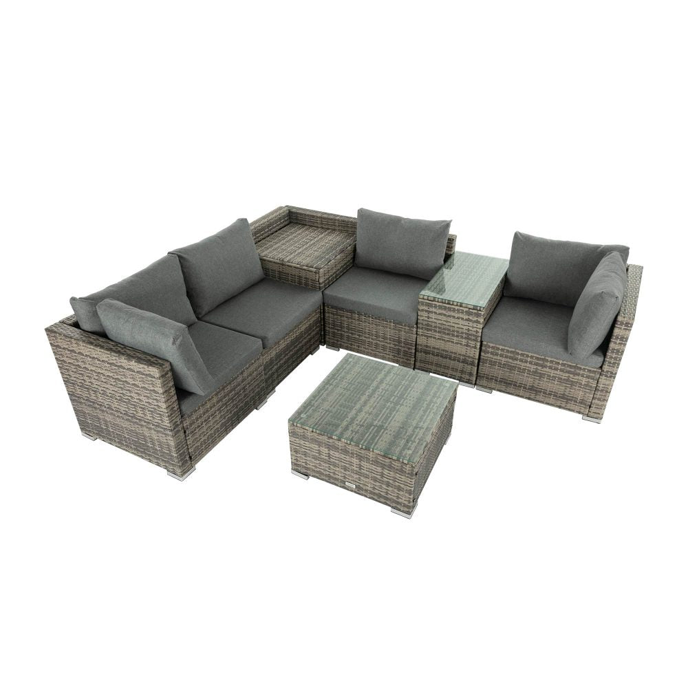 Outdoor Wicker Lounge with Storage 7PC Grey