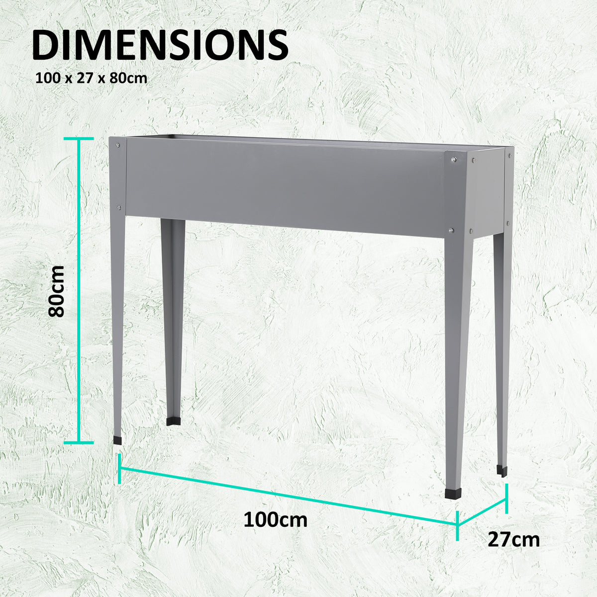 Raised Garden Bed Stand 100x27x80cm Galvanised Steel Planter GREY