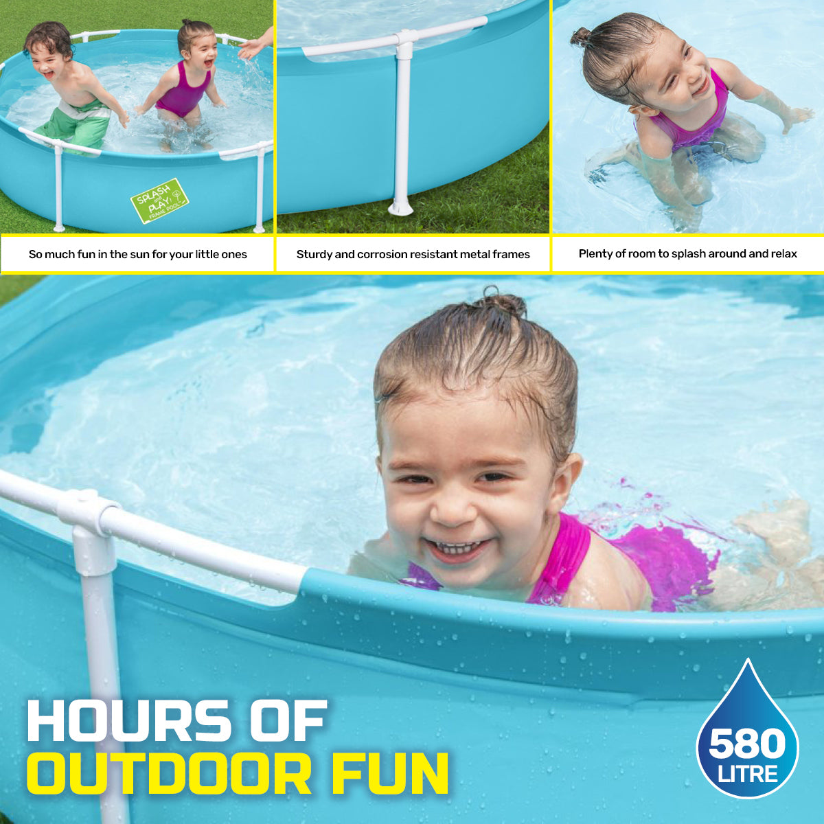 Bestway 1.52m x 38cm Kids Above Ground Pool Quality Construction 580 Litre