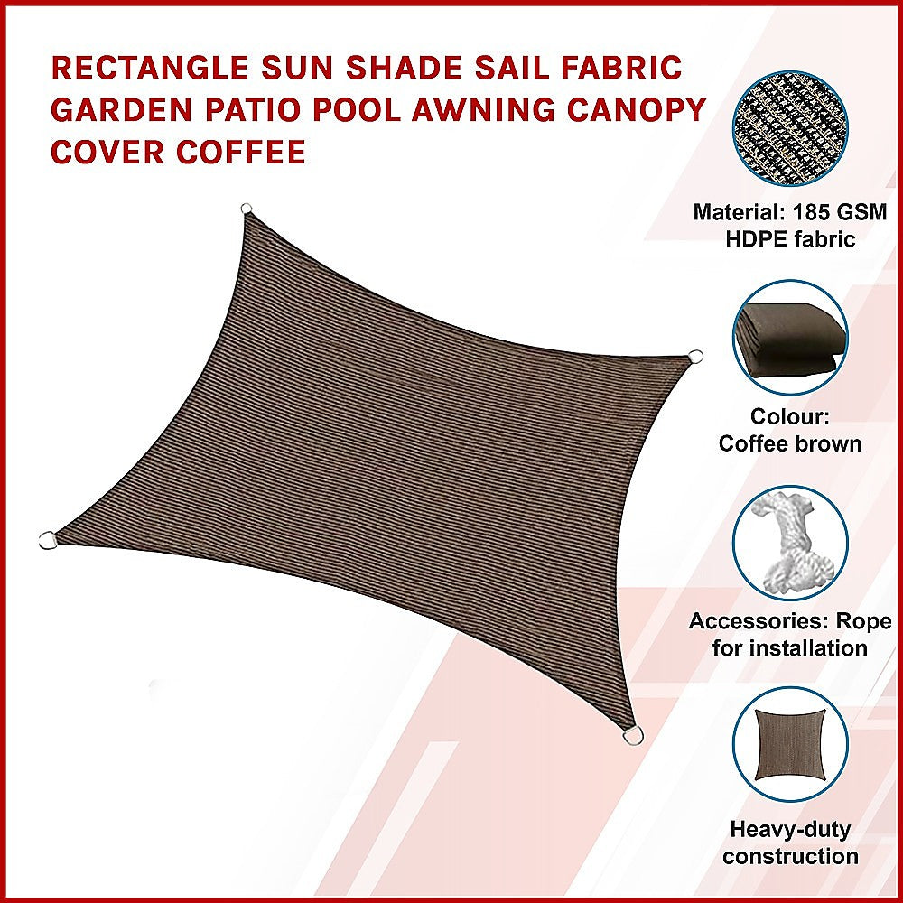 Sunshade Square Sail Fabric Patio Pool Cover Coffee 3.66x3.66m