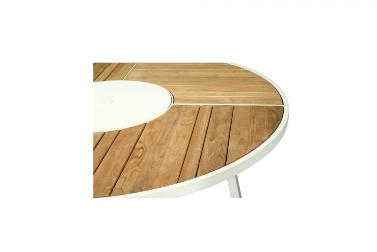 Jasmine Woody Outdoor Round Dining Table with White Leg - 160cm