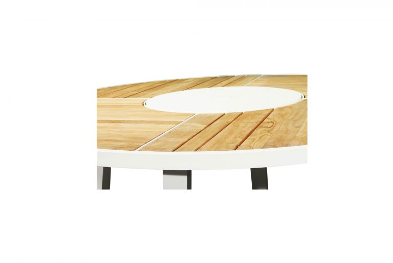 Jasmine Woody Outdoor Round Dining Table with White Leg - 160cm