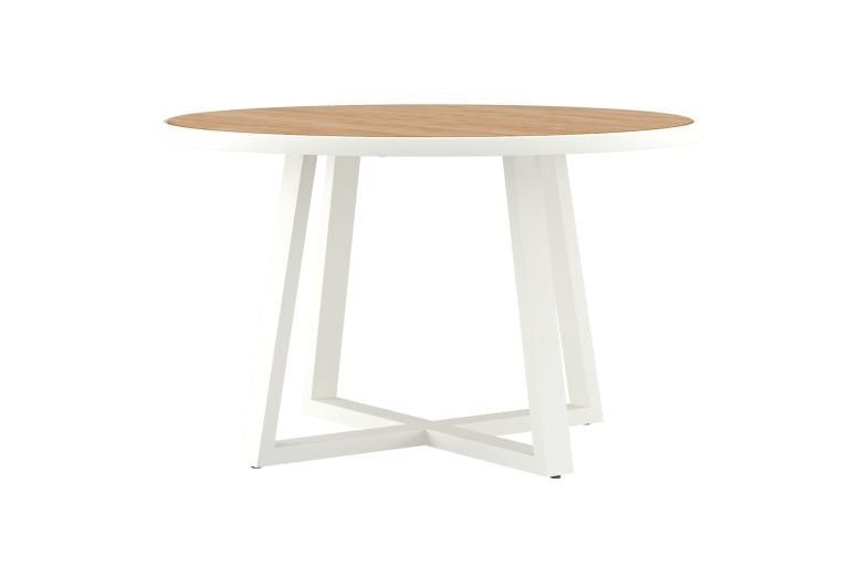 Jasmine Woody Outdoor Round Dining Table with White Leg - 125cm