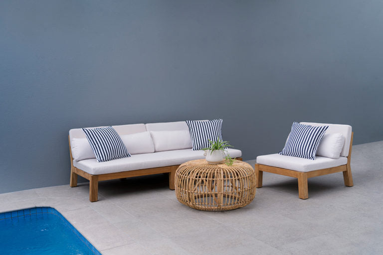 Orchid Cube Style Outdoor Sofa 3 Seater Natural