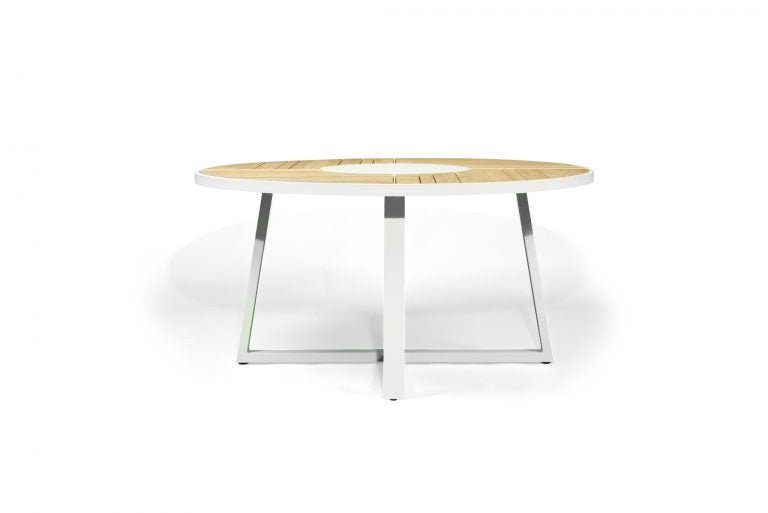 Jasmine Woody Outdoor Round Dining Table with White Leg - 190cm